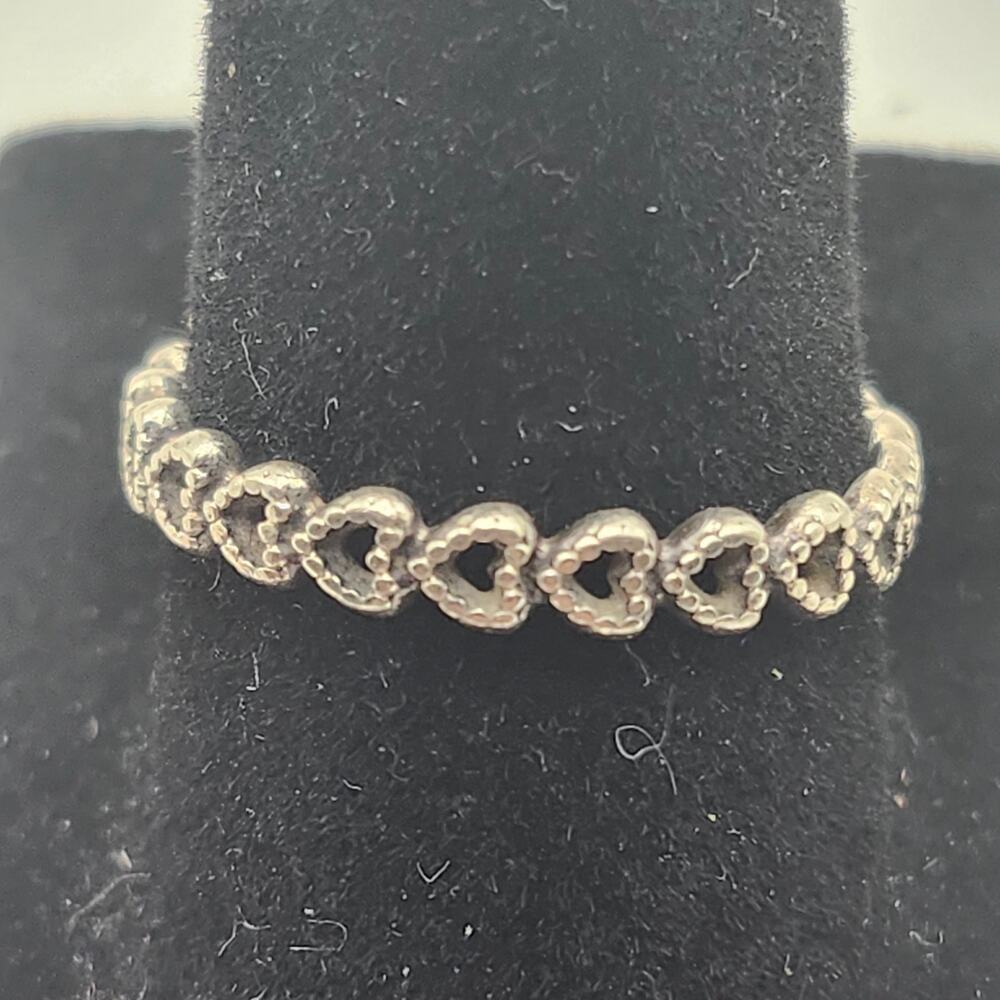 Pandora 190980 Linked Love Open Heart Band Sterling Silver Ring P2 925 ALE 56